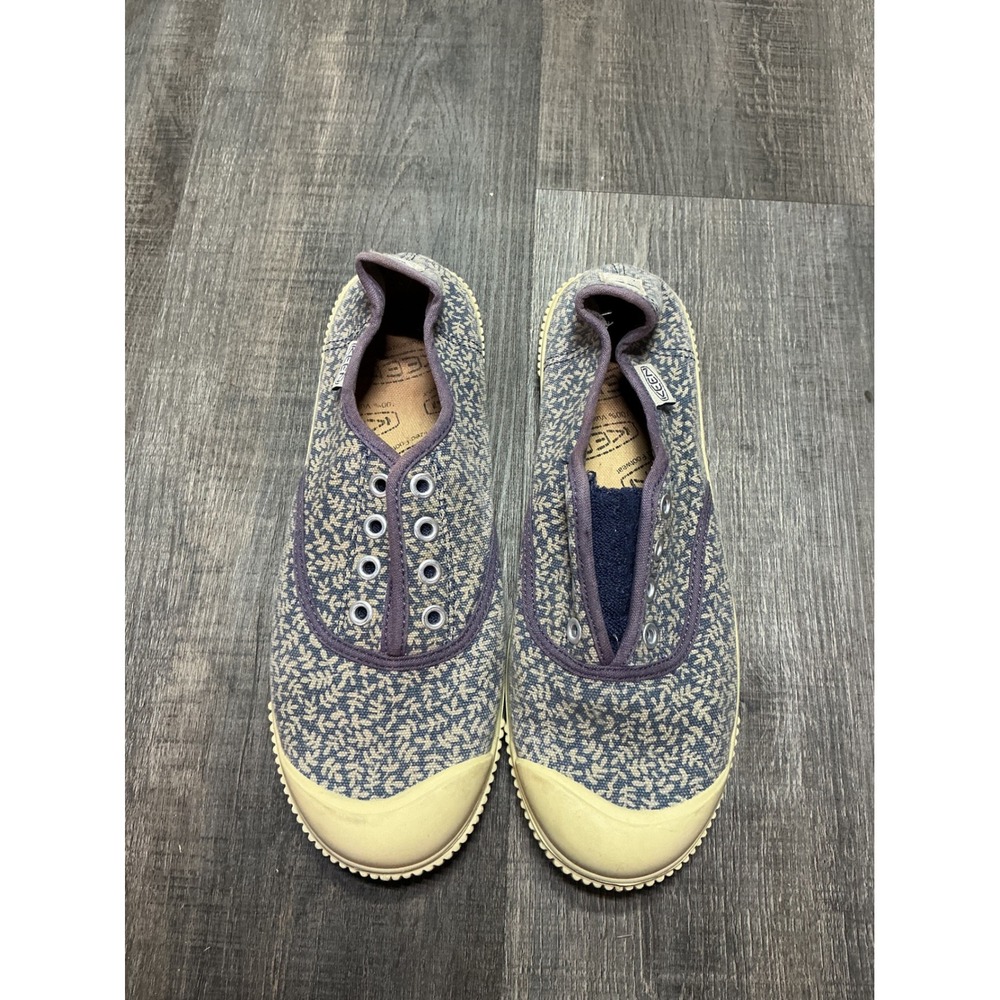 Keen Womens 8 Vulcanized Canvas Slip On Shoes Purple Floral Leaf 1009471